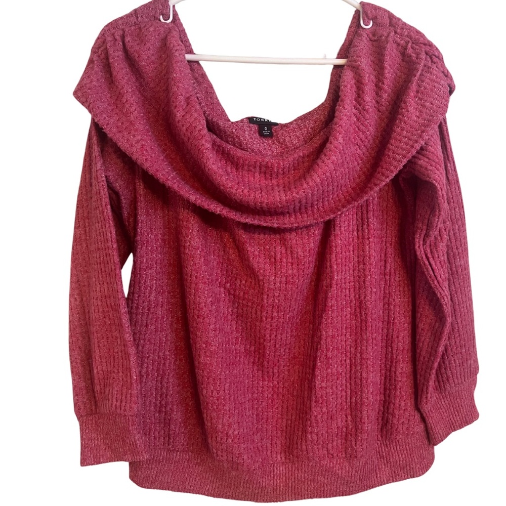 TORRID Off The Shoulder Pink Sweater Size 0